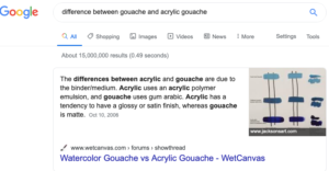 A screenshot of Google search results that highlights Google's featured answers